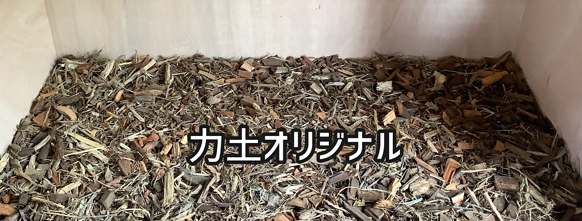 かめぢからケージに力土オリジナル敷き詰め、ベース陸型仕様にてご発送。